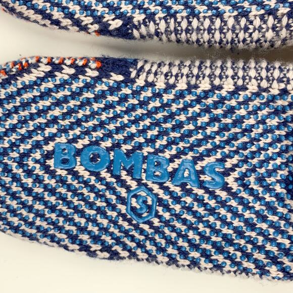 New Bombas Gripper Slippers Blue Geometric Women's S US 7-8.5 Cozy Wool Blend - Picture 9 of 9